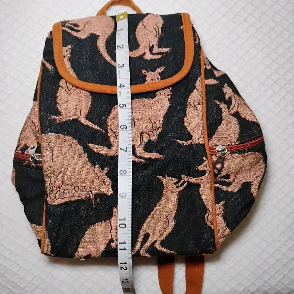100% Cotton Kangaroo Prints Backpack Purse